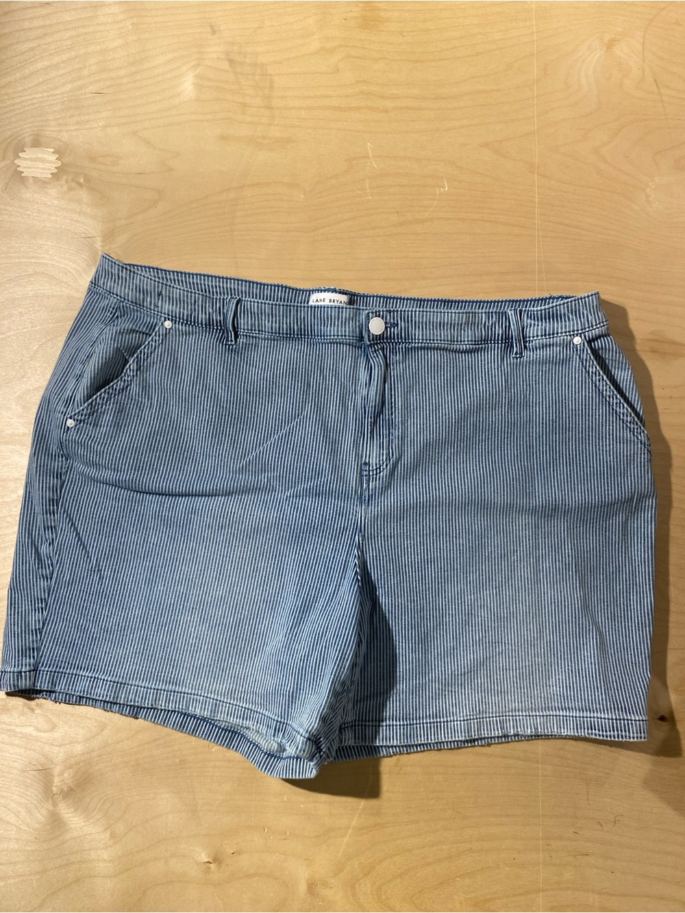 Lane Bryant Blue Pinstripe Shorts 26 (W)